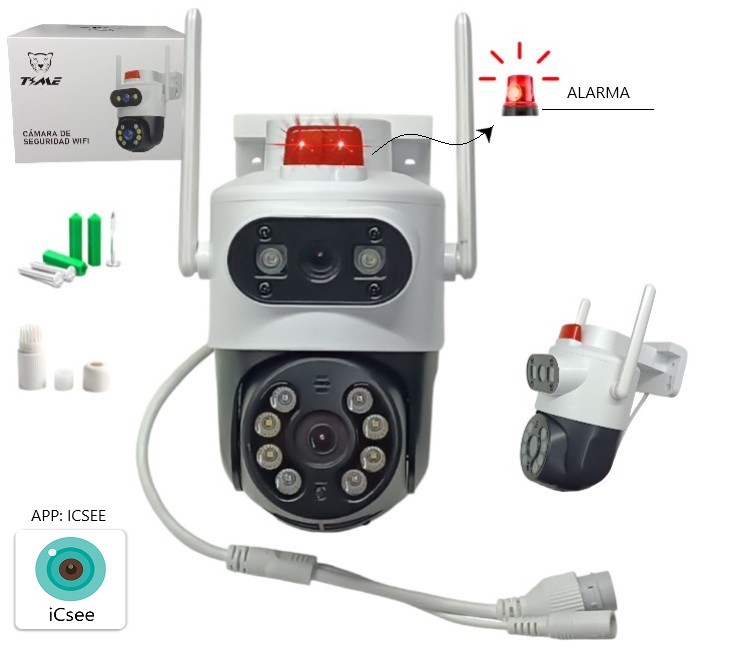 Camara de Seguridad * DOBLE TIME SMART CAMERA ALARMA * 2 Antenas Inalambrica 360° 8 Mega Pixeles (INTERIOR - EXTERIOR) FIJA + DOMO MOVIL (SEGUIMIENTO INTELIGENTE)