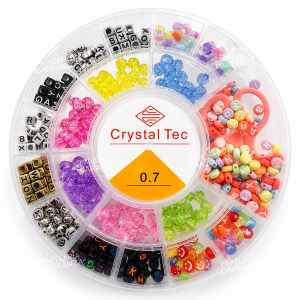 Set de Bijou Infantil - Pulseras CRYSTAL TEC - C/ Estuche Rígido + Tijeritas + Rollo de Tanza (2400 Piezas)
