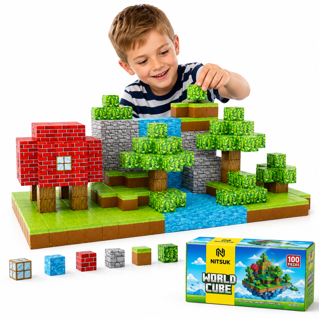 BLOQUES MAGNETICOS - MINECRAFT 100 PIEZAS - CONSTRUCCION WORLD CUBE