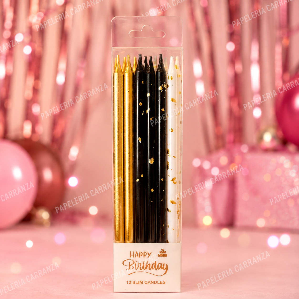Velitas Slim Candles - ORO, NEGRO Y BLANCO - Combinadas x 12