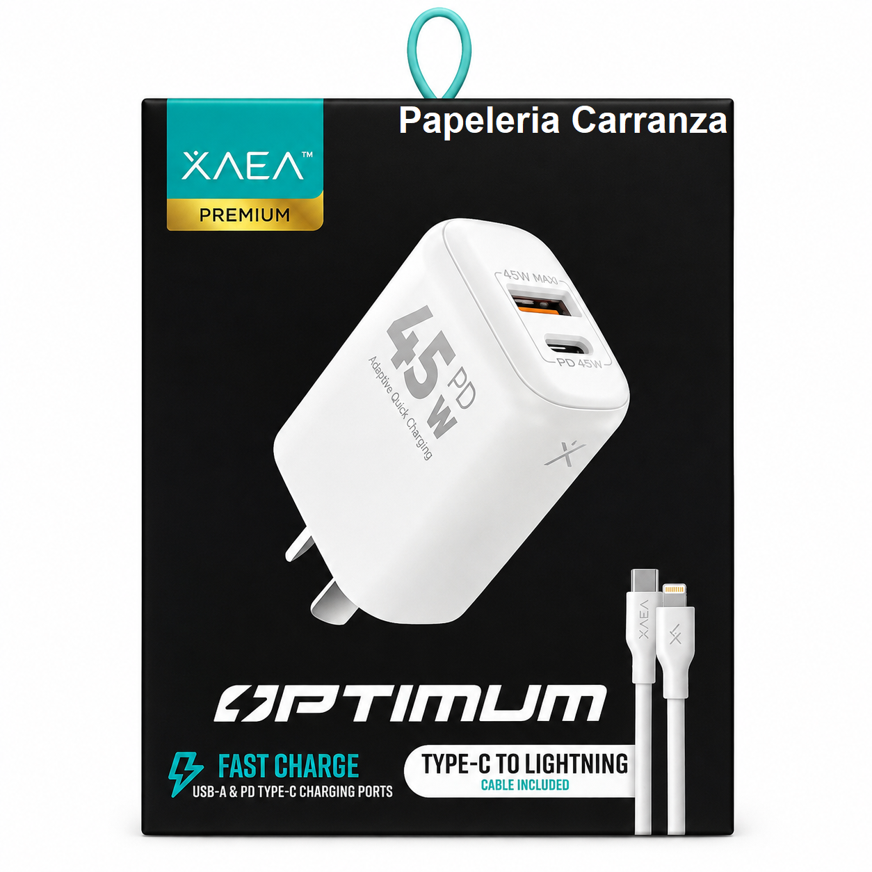 Cargador para Celular OPTIMUM (Salida LIGHTNING) 45W Premium Usb (Carga Ultra Rapida) - Calidad de un Original