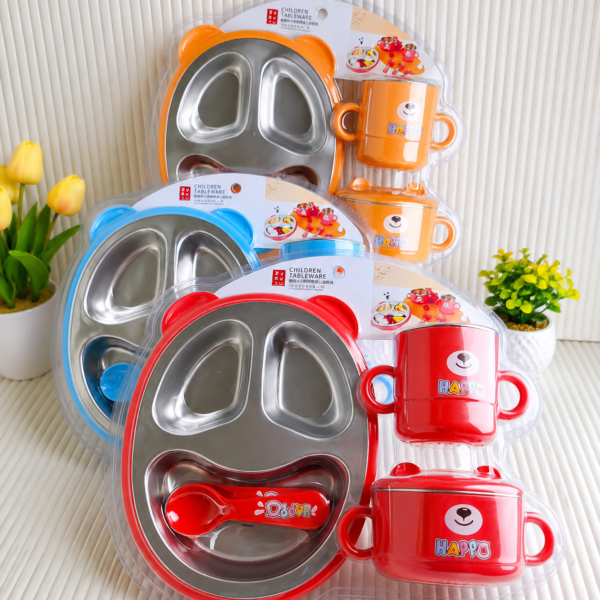SET DE VAJILLA INFANTIL * OSITO * TERMICA X 6 PIEZAS ACERO INOXIDABLE (304)