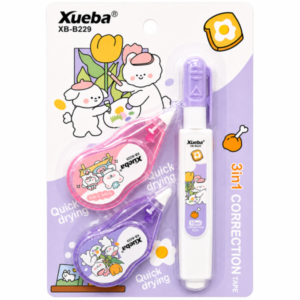 Corrector Kawaii Xueba 1 Liquido + 2 Cinta (Kit 3 en 1)