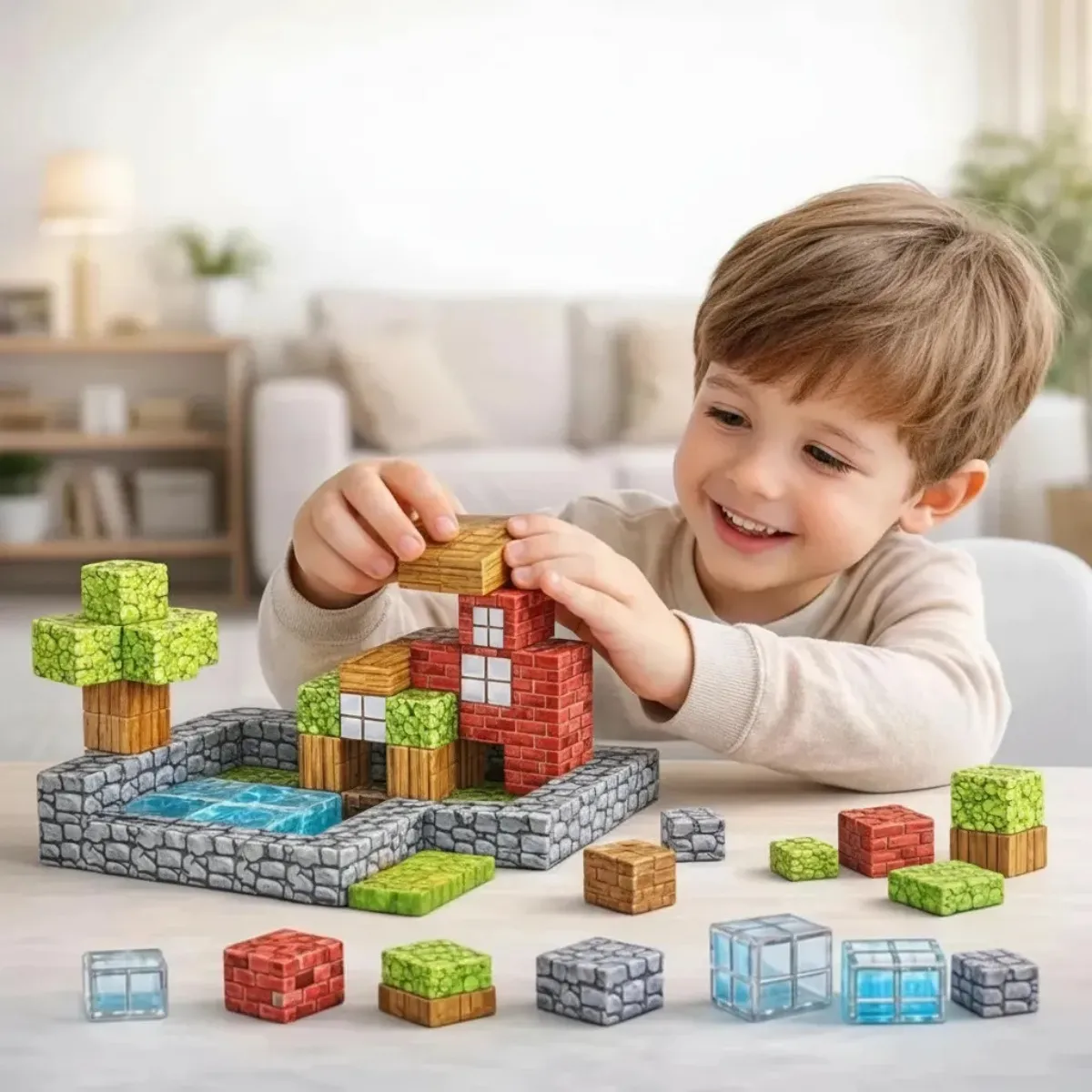 BLOQUES MAGNETICOS - MINECRAFT 100 PIEZAS - CONSTRUCCION WORLD CUBE