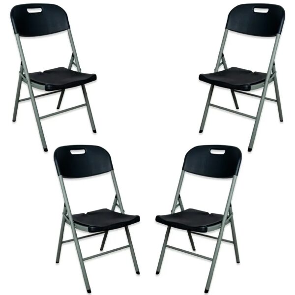 Set de Sillas Plegables x 4 unidades Resistentes NOGA Portatiles Negra Eventos Exterior