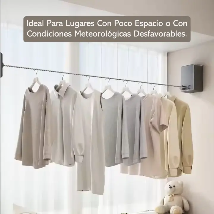 Tendedero Tipo Japonés Negro Retráctil De Pared 4.2 metros