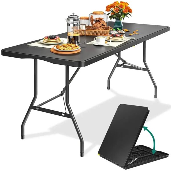 Mesa Plegable Resistente NOGA Portatil Negra (1.80 x 70 x 74) Eventos Exterior