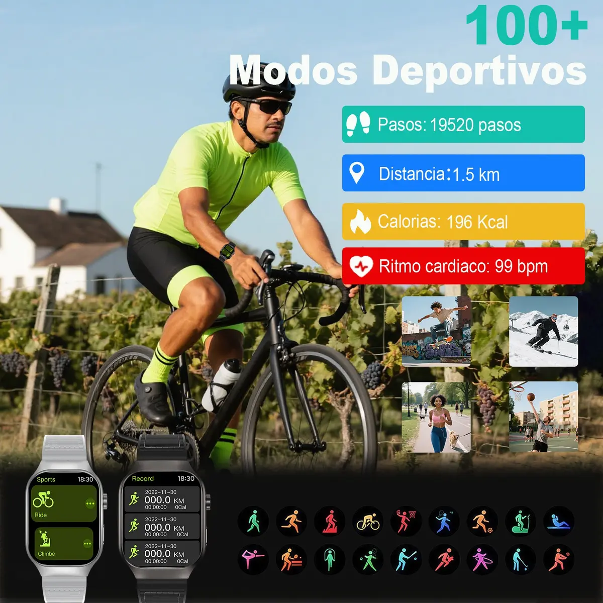 Reloj "H7 NEGRO" " Smart Watch Curvo Pantalla AMOLED