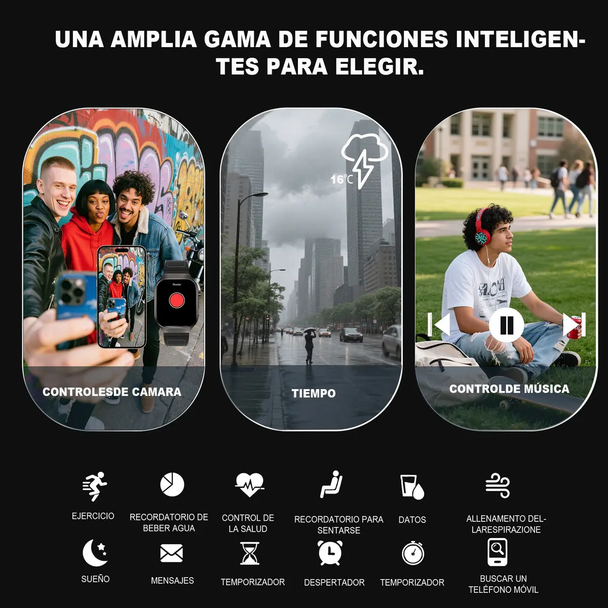 Reloj "H7 NEGRO" " Smart Watch Curvo Pantalla AMOLED