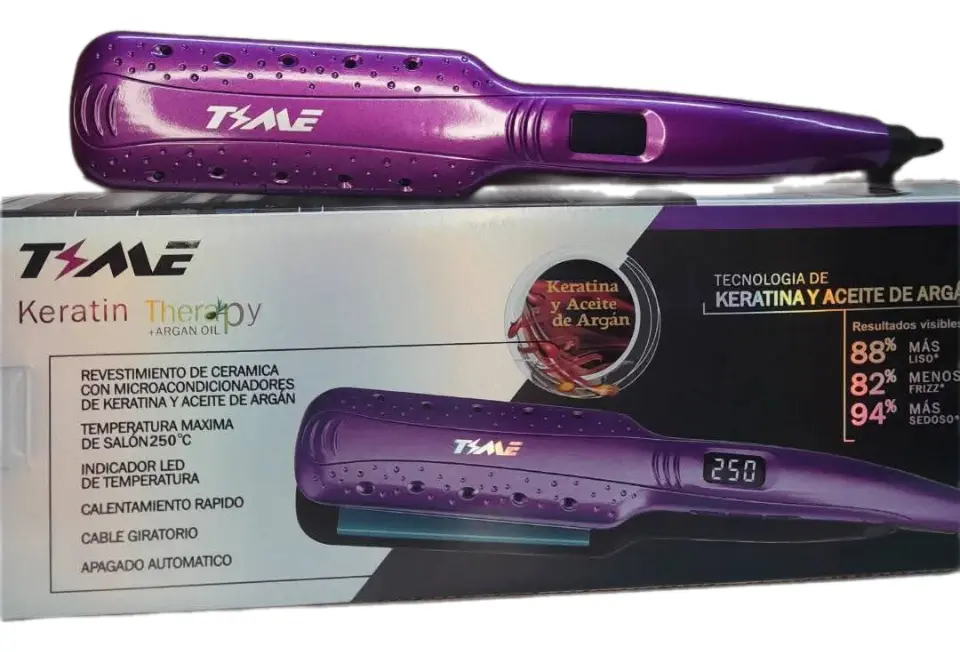 Planchitas para el Pelo * TIME KERATIN THERAPY * Keratina + Aceite de Argan - Profesional - Indicador Led