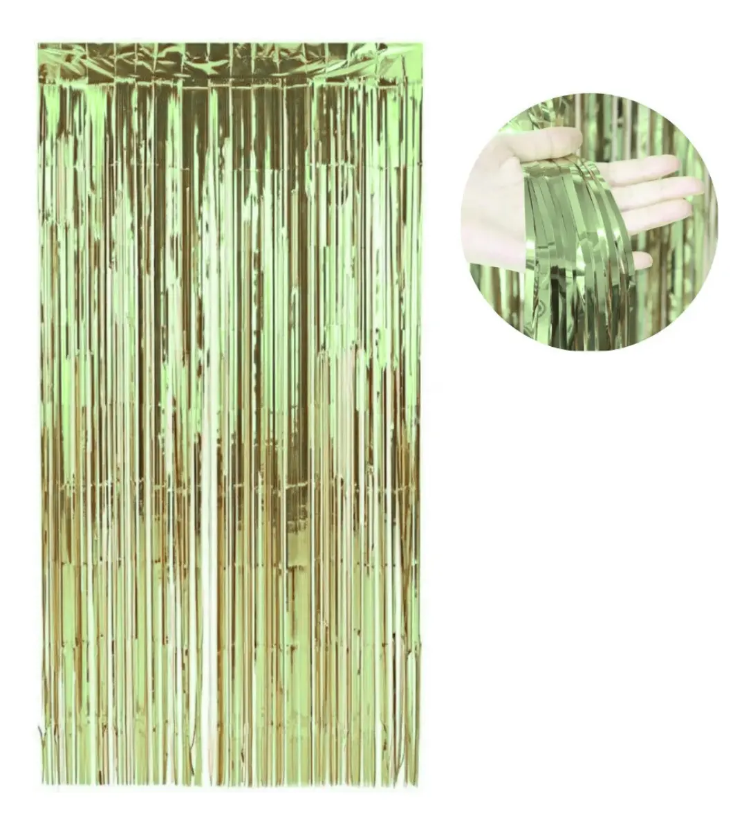 CORTINA LLUVIA * VERDE CLARO * METALIZADA FOIL FRINGE CURTAIN