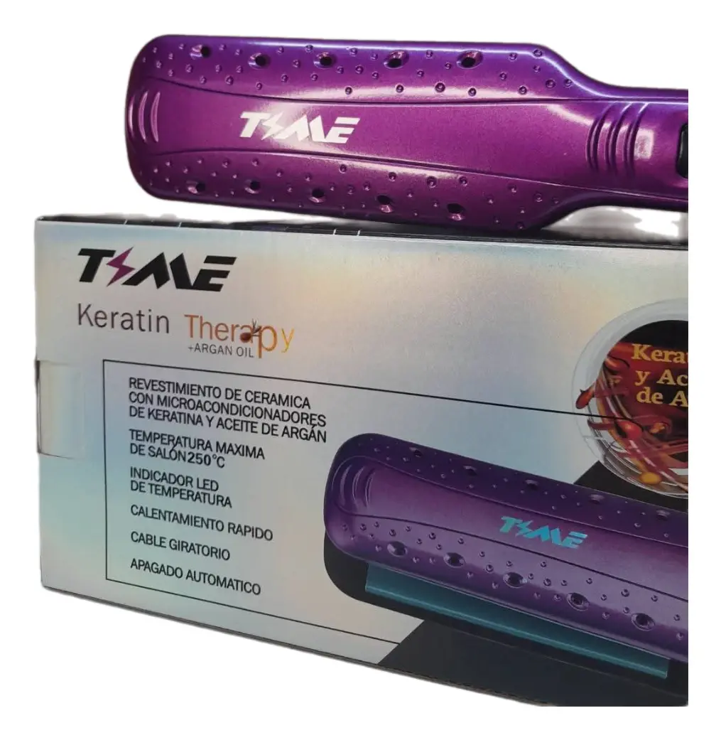 Planchitas para el Pelo * TIME KERATIN THERAPY * Keratina + Aceite de Argan - Profesional - Indicador Led