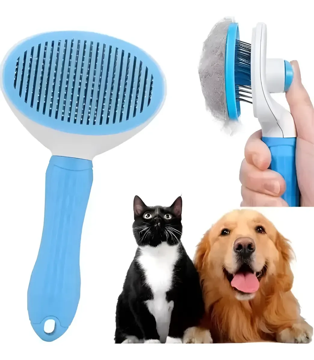 Cepillo Cardina Saca Pelos Autolimpiante Mascotas Perros y Gatos