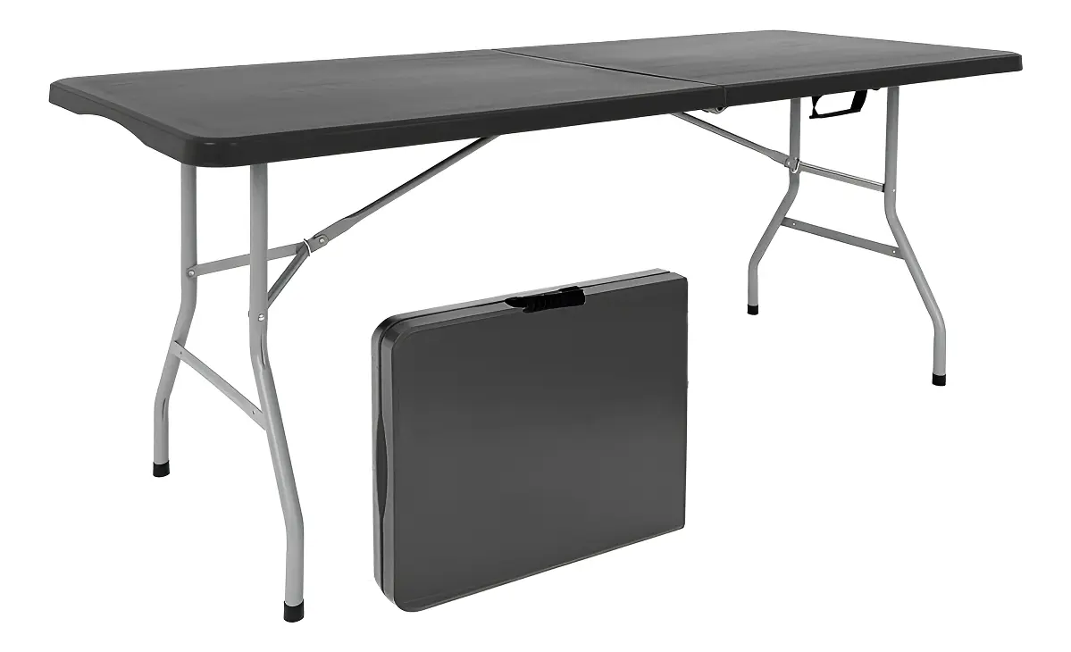 Mesa Plegable Resistente NOGA Portatil Negra (1.80 x 70 x 74) Eventos Exterior
