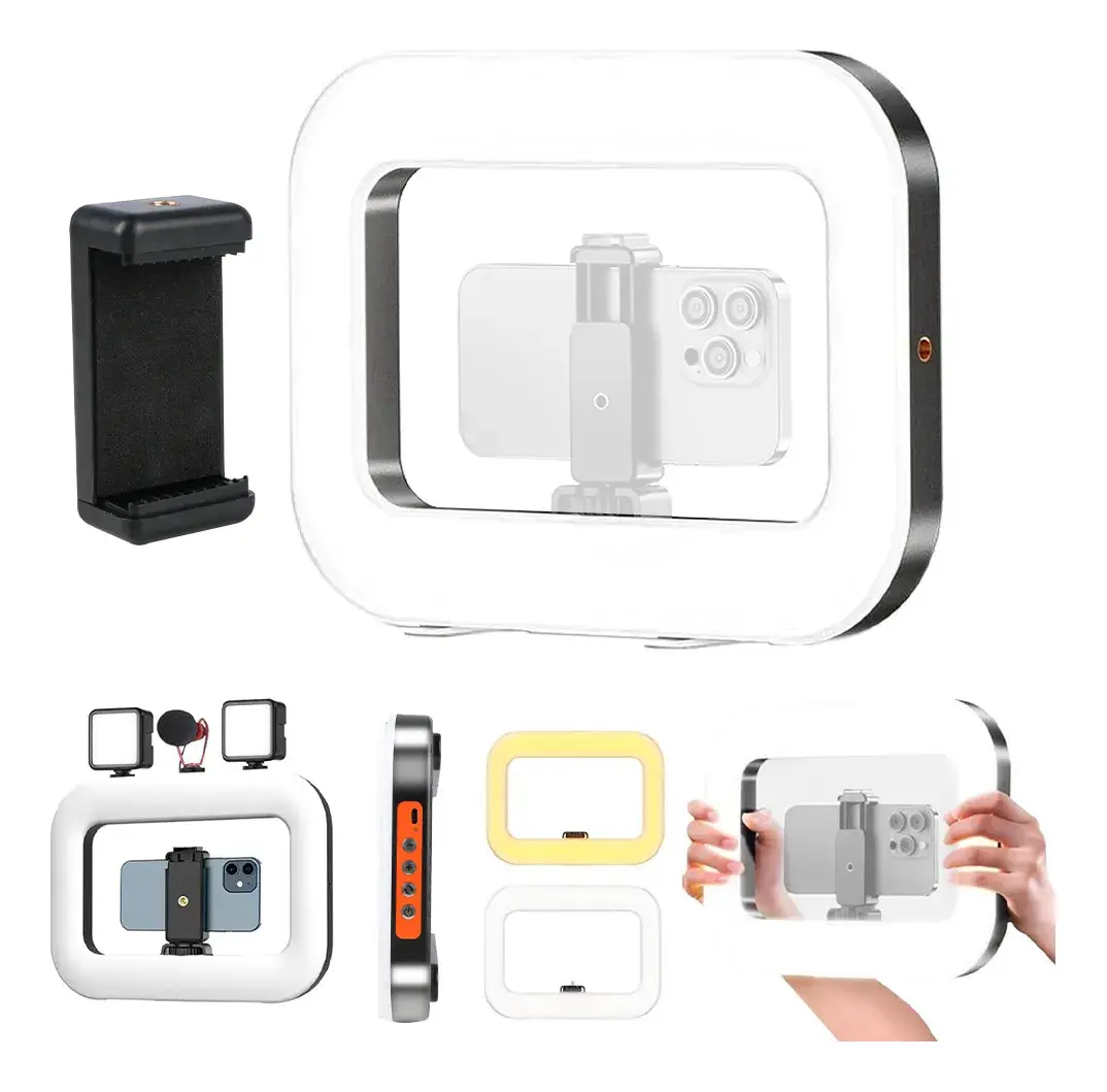 Aros de Luz Led - RECTANGULAR - Blanco 28X22 Grande (NO INCLUYE TRIPODE) Recargable