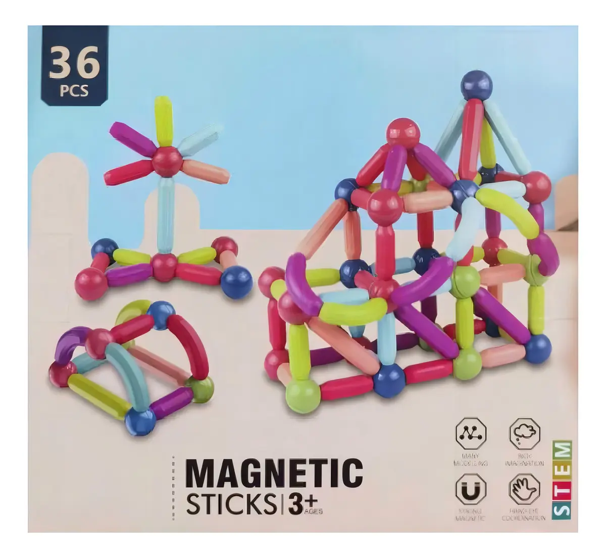 JUEGOS MAGNETICOS - MAGNETIC STICKS - x 36 PIEZAS