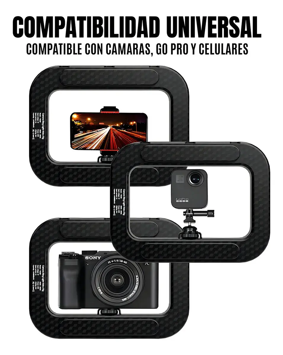 Aros de Luz Led - RECTANGULAR - Blanco 28X22 Grande (NO INCLUYE TRIPODE) Recargable