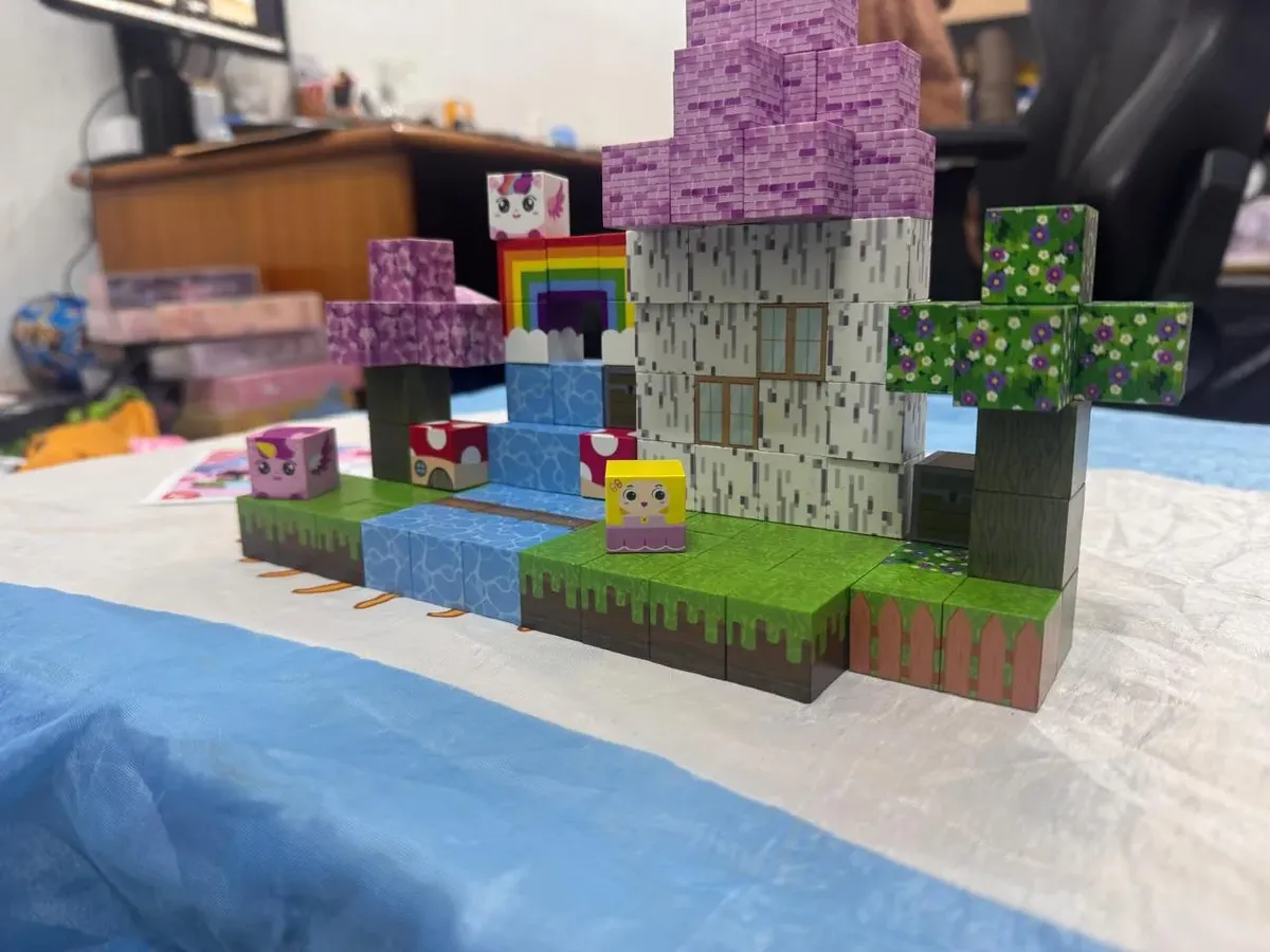 BLOQUES MAGNETICOS - PRINCESA UNICORNIOS 100 PIEZAS - CONSTRUCCION WORLD CUBE ROSA