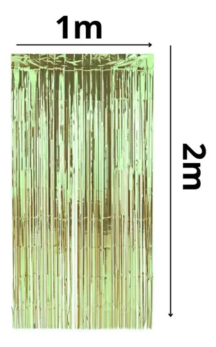 CORTINA LLUVIA * VERDE CLARO * METALIZADA FOIL FRINGE CURTAIN
