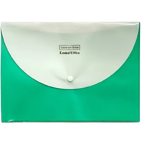 Sobre Plástico cierre c/ Botón " VERDE DOBLE " tamaño A3 (Extra grande)  LAMA