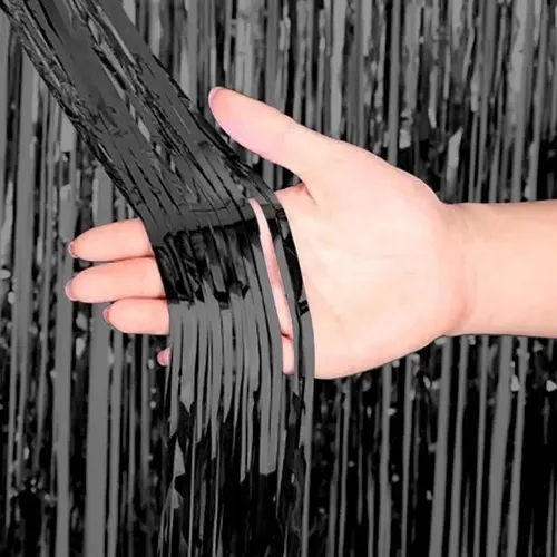 CORTINA LLUVIA * NEGRO * METALIZADA FOIL FRINGE CURTAIN