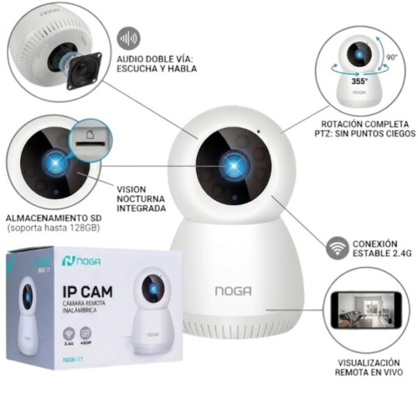 Camara de Seguridad * Noga 720p * Inalambrica (INTERIOR) IP Visión Nocturna - Deteccion de Movimiento