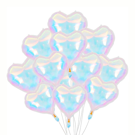 GLOBOS - CORAZÓN IRIDISCENTE 18" x 5 UNIDADES - (AIRE O HELIO)