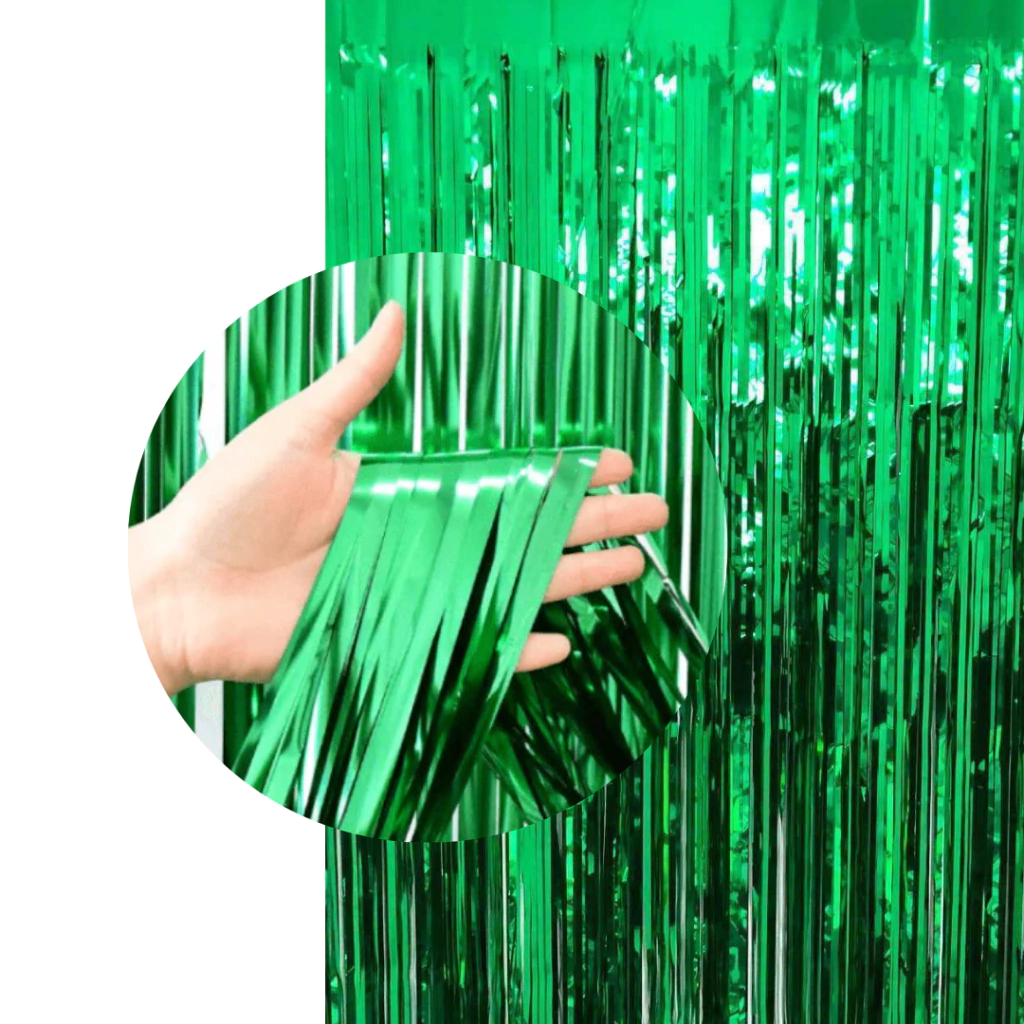 CORTINA LLUVIA * VERDE * METALIZADA FOIL FRINGE CURTAIN
