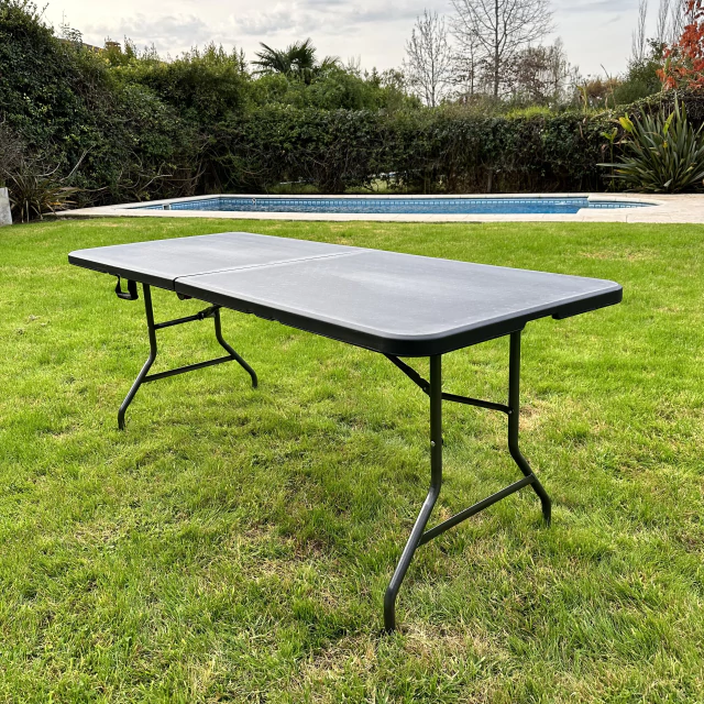 Mesa Plegable Resistente NOGA Portatil Negra (1.80 x 70 x 74) Eventos Exterior