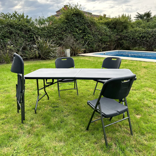 Set de Sillas Plegables x 4 unidades Resistentes NOGA Portatiles Negra Eventos Exterior