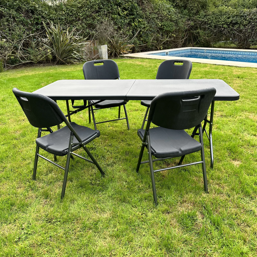 Set de Sillas Plegables x 4 unidades Resistentes NOGA Portatiles Negra Eventos Exterior