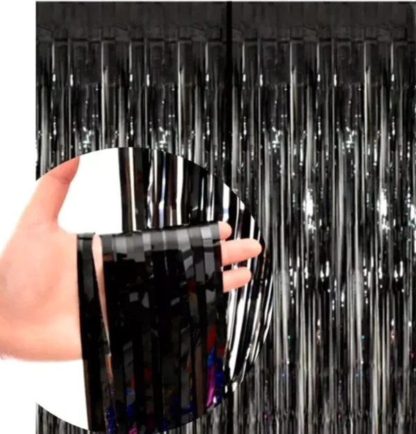 CORTINA LLUVIA * NEGRO * METALIZADA FOIL FRINGE CURTAIN