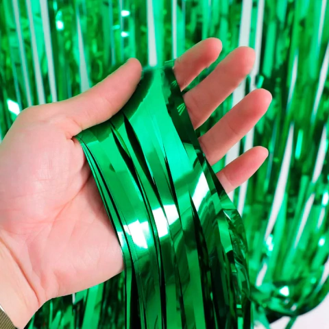 CORTINA LLUVIA * VERDE * METALIZADA FOIL FRINGE CURTAIN