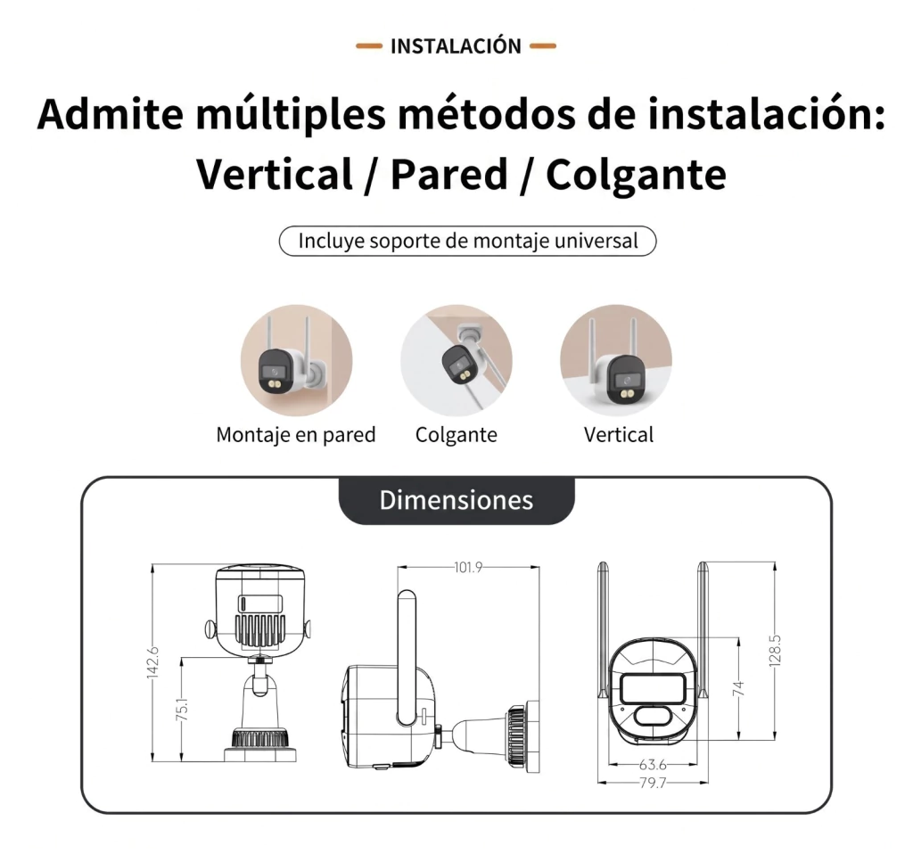 Camara de Seguridad * WIFI EXTERIOR C121038 * Fija Inalambrica (INTERIOR / EXTERIOR) IP Visión Nocturna - Detección de Movimiento IP66