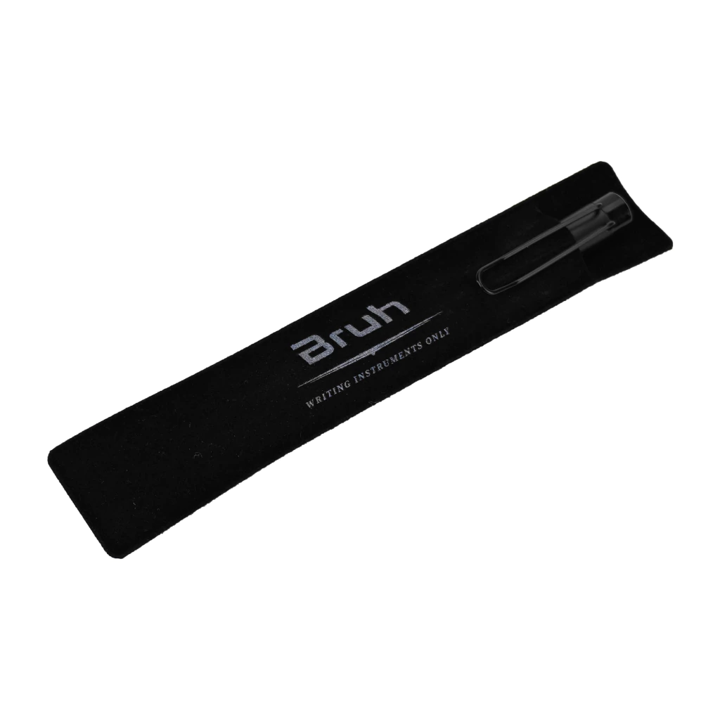 Lapicera Metálica BRUH *BERLIN NEGRA c/ Estuche de tela para Regalo* de Giro PREMIUM (Tinta Azul)