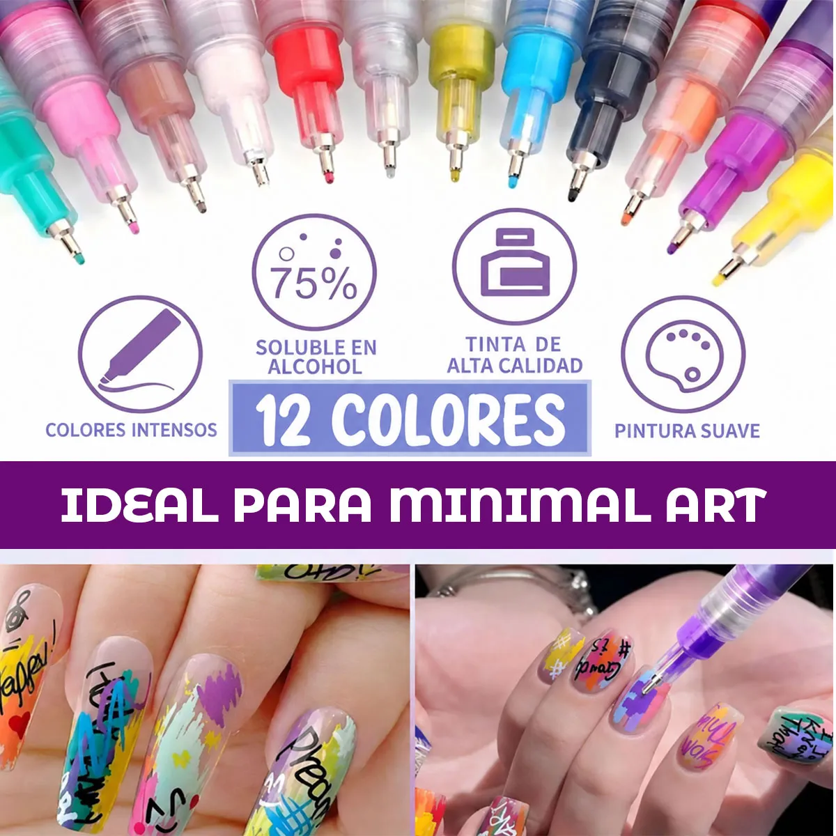 Marcadores Para Arte De Uñas X12 Nails Art Deco 0.5mm
