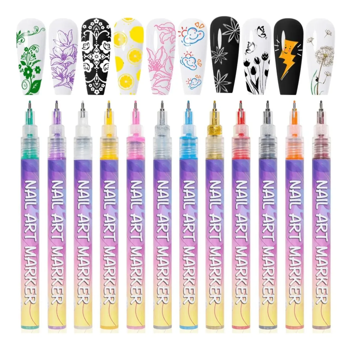 Marcadores Para Arte De Uñas X12 Nails Art Deco 0.5mm