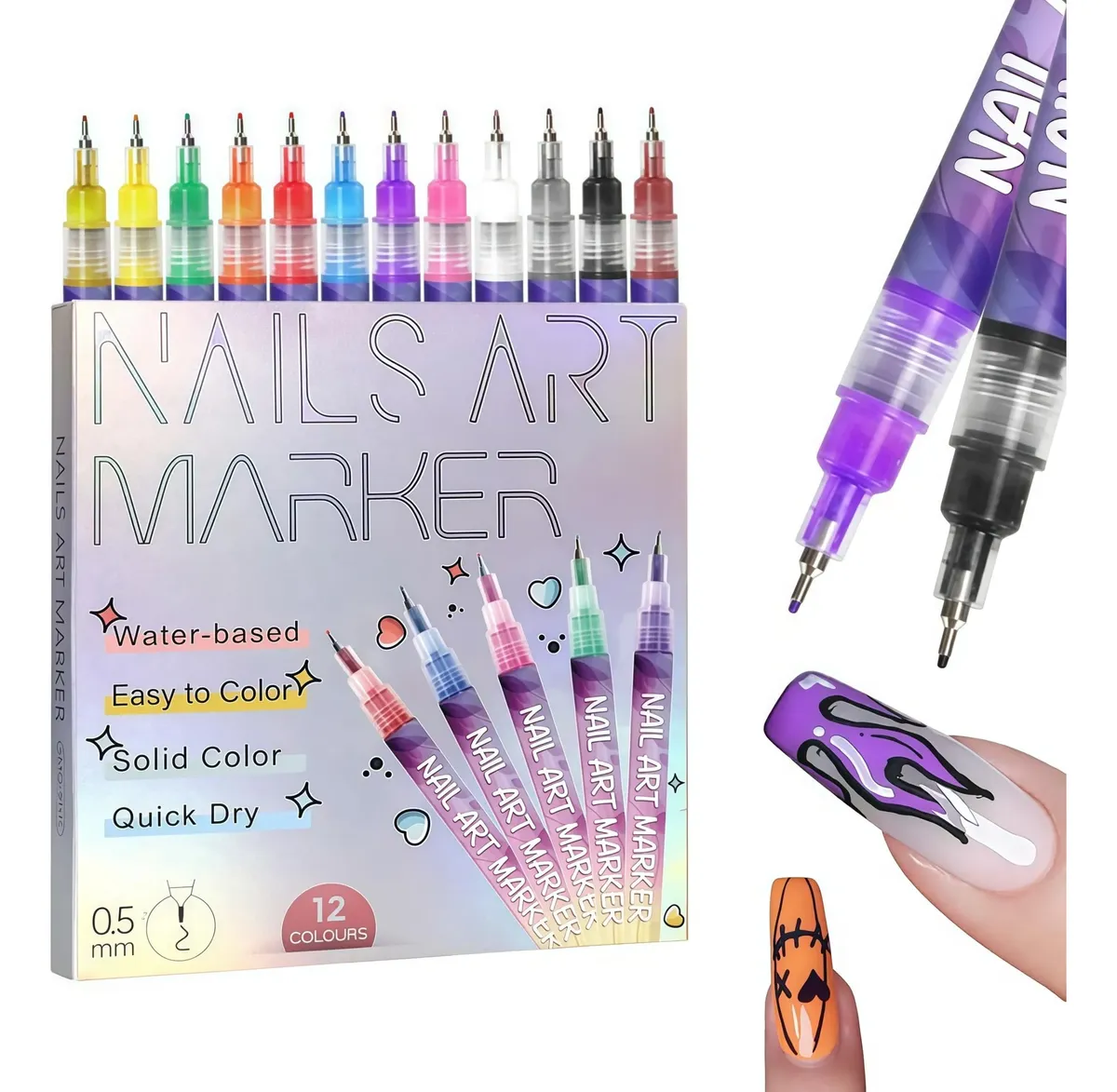 Marcadores Para Arte De Uñas X12 Nails Art Deco 0.5mm